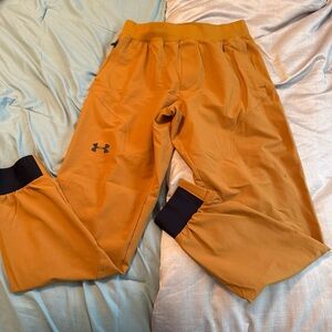 Under Armour Mustard yellow Joggers granola girl hiking gym workout